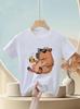 Capybara Funny Cartoon Juice-Drinking Sunglasses-Printed Short-Sleeved T-Shirt Boys And Girls, Casual Fashionable Children's Top