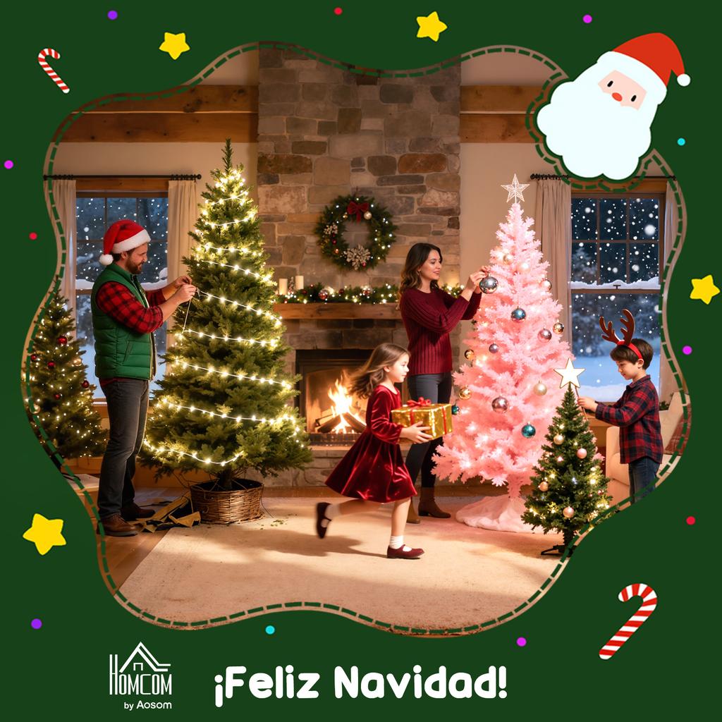 Artificial Christmas Tree 180cm with 624 Branches, Ornaments, Pinecones, Indoor Christmas Decoration, Green