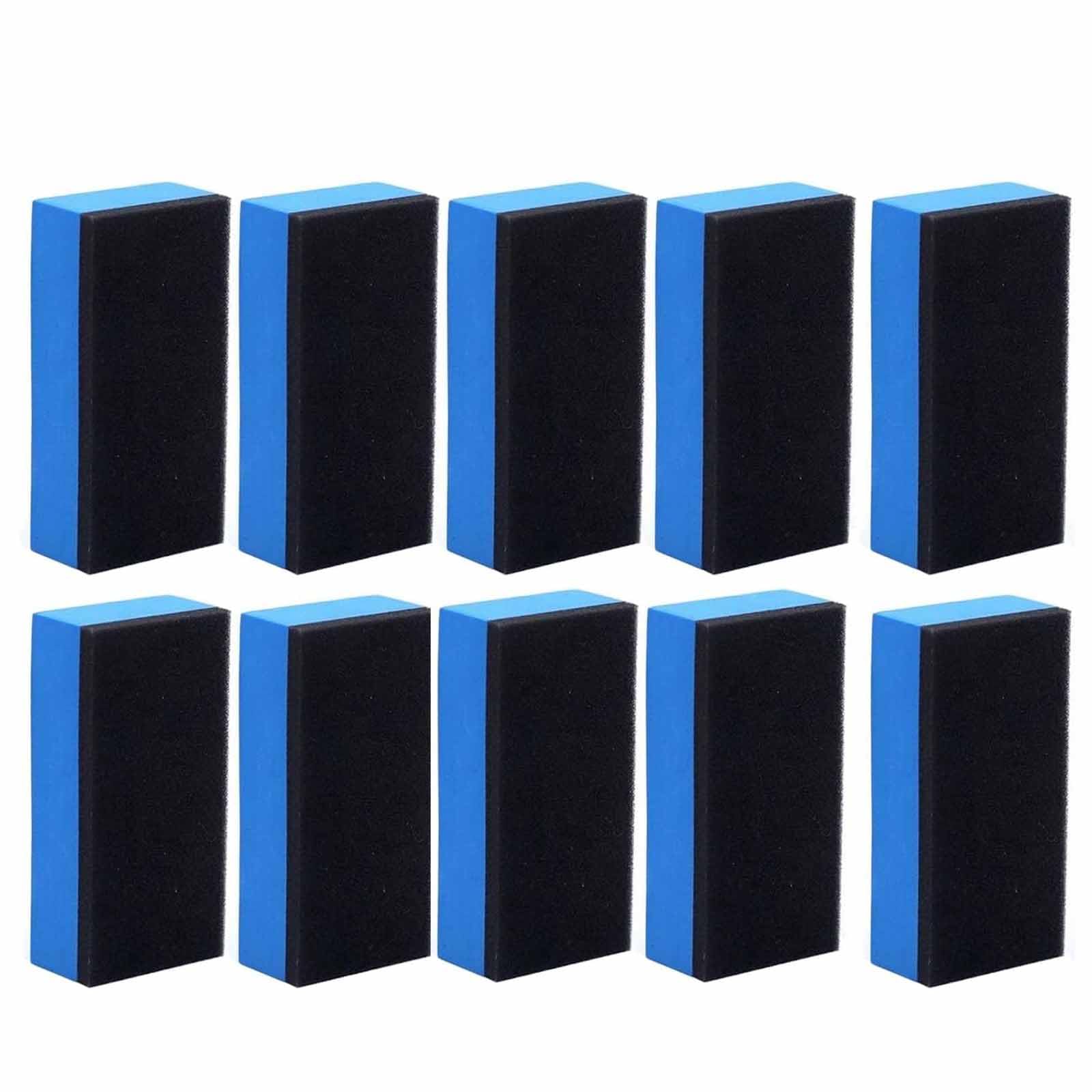 FineGood Car Wash Sponges, Pack of 10 (Blue Black), Hand Polishing Felt Sponge, 6.8*2.8*1.4cm