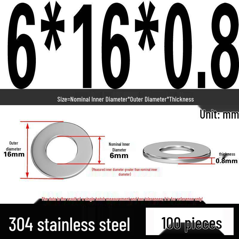 Thickened 304 Stainless Steel Flat Washer Spacer (M2-M36)