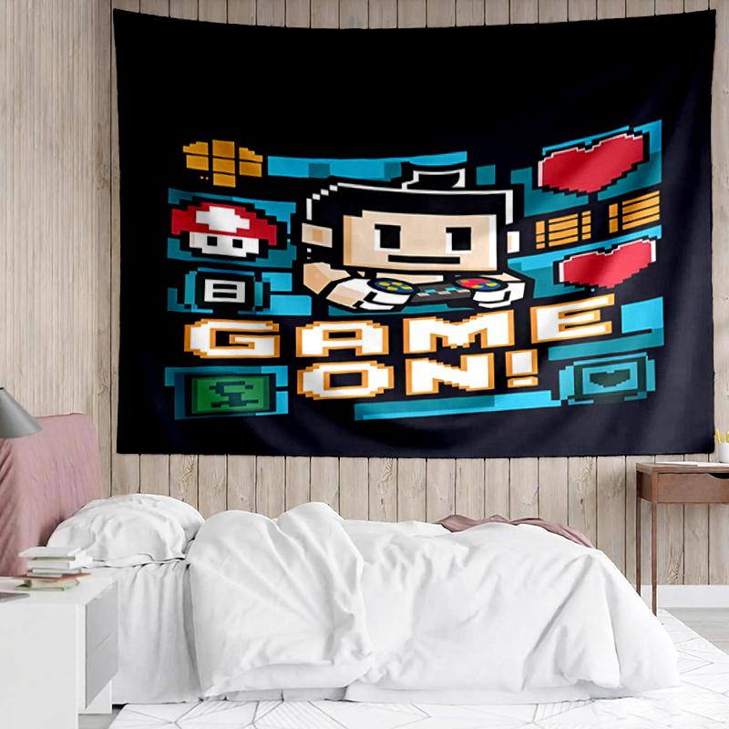 Game-Controller Print Tapestry, Backdrop, Easy Setup, Ideal for Bedroom, Office & Living Room, with Aesthetic Wall Hanging Decor.