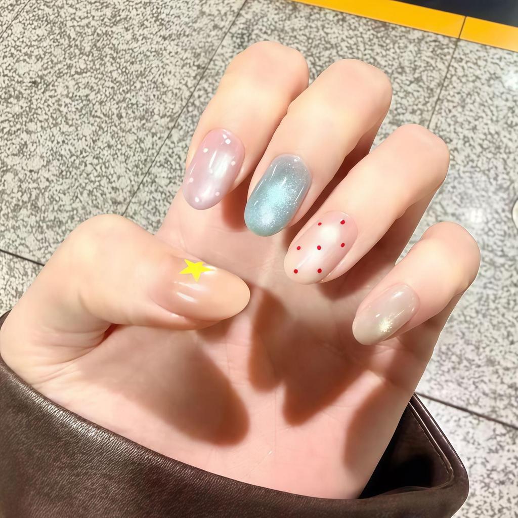 Fairy Four Seasons Cat Eye Rainbow High-End Whitening Manicure Press-On Nails