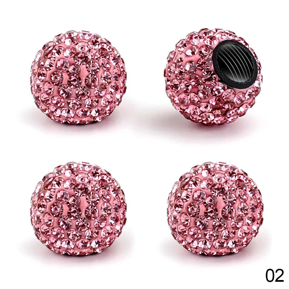 4 szt. Kryształowe nakładki na zawory opony samochodowej diamentowe błyszczące pyłoszczelne pokrywa zaworów koła pojazd Bling ozdoby samochodowe Charms Decor akcesoria samochodowe