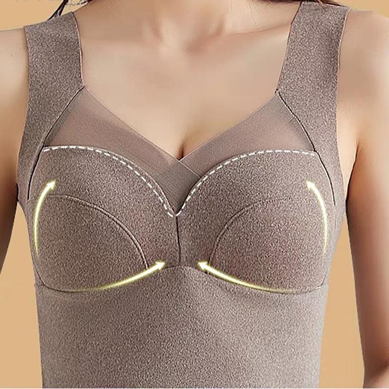 Autumn And Winter Seamless German Velvet Thermal Vest For Women Fixed Integrated Chest Pad Bottoming Thermal Underwear For Women