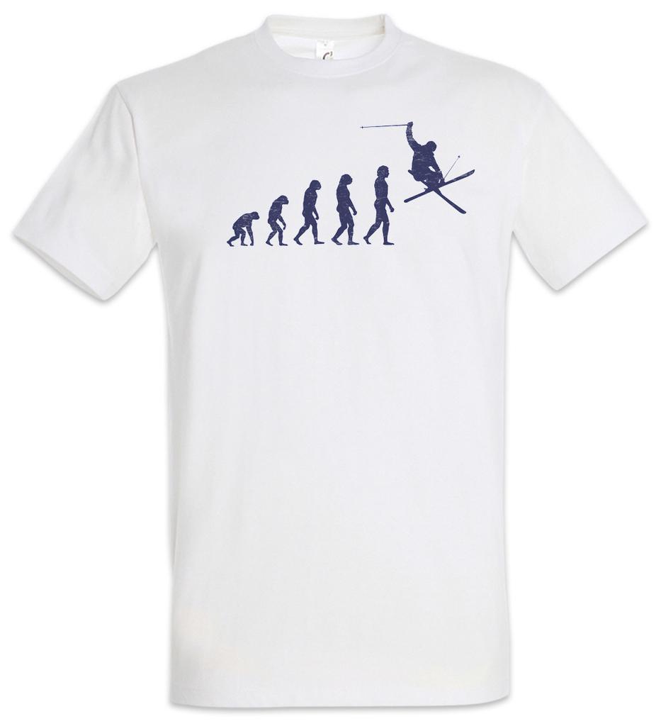 Skier Evolution T-Shirt Mens Womens Tees Top Fun Human Coach Downhill Snowboarder Charles Darwin