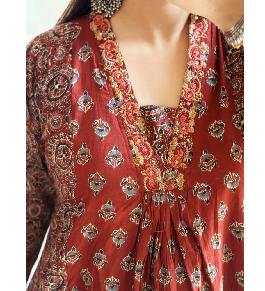 Anarkali Bavlna Tištěný Salwar Kameez Indický Bollywood Párty Oblečení Top Tunika Kurti Set