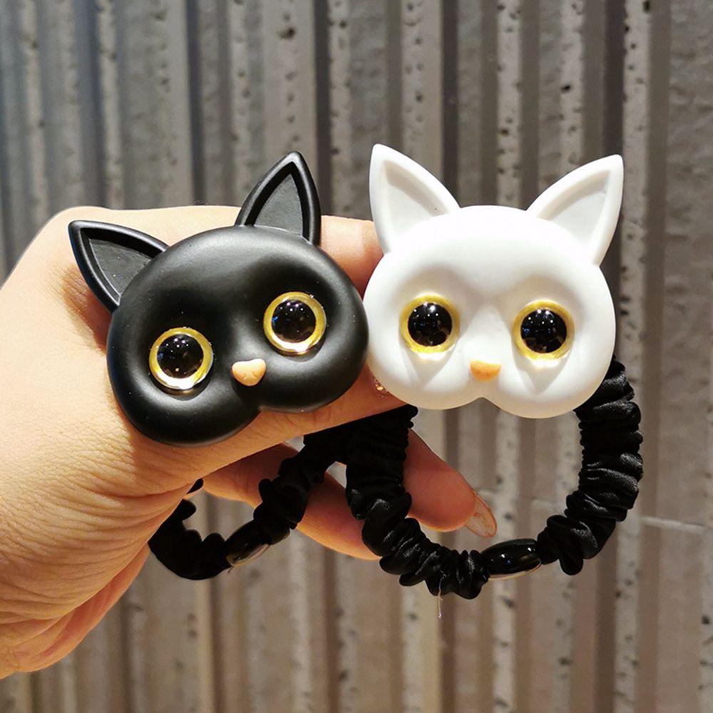 Animal Women Acrylic Cloth Scrunchies Cartoon Hair Rope Female Hair Ties Kitten Headwear
