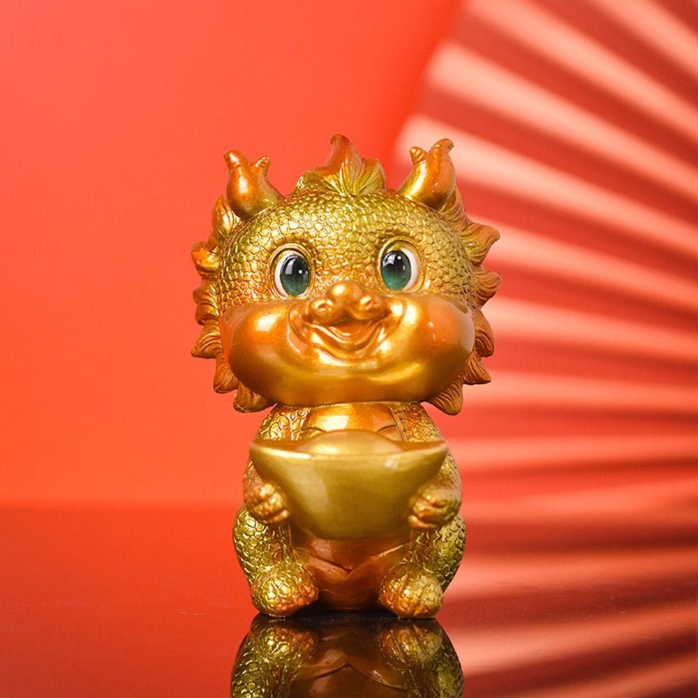 Resin Chinese Zodiac Dragon Statue Handcraft Miniature New Year Ornament National Tide Micro Landscape Mascot Decoration Hoom
