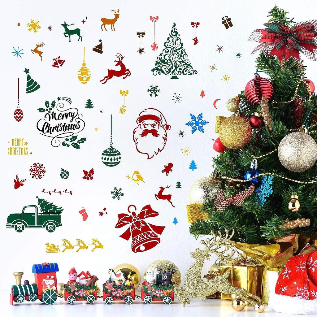 Christmas Painting Stencils 8-Piece Set, Reusable Holiday Templates with Christmas Tree, Reindeer & Snowflake Designs for DIY Crafts & Decor
