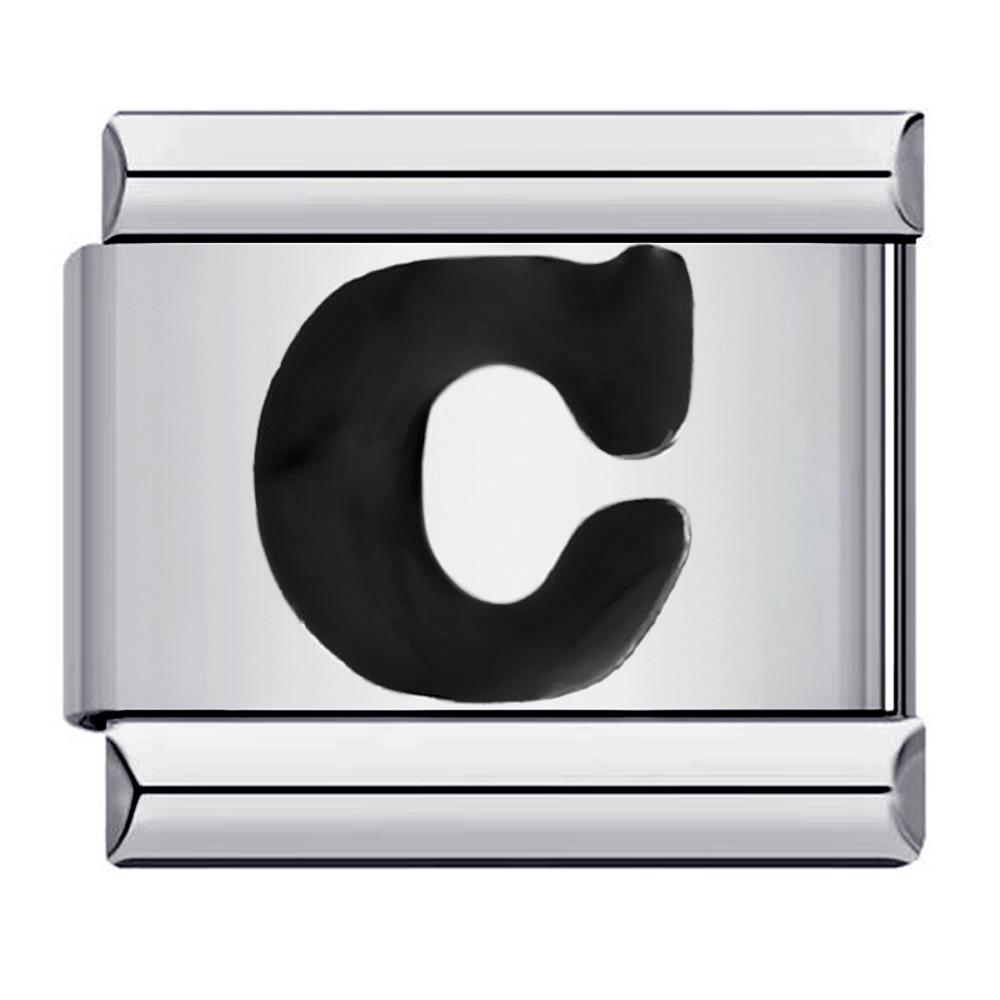 

Итальянский браслет-шарм с инициалом из черной нержавеющей стали