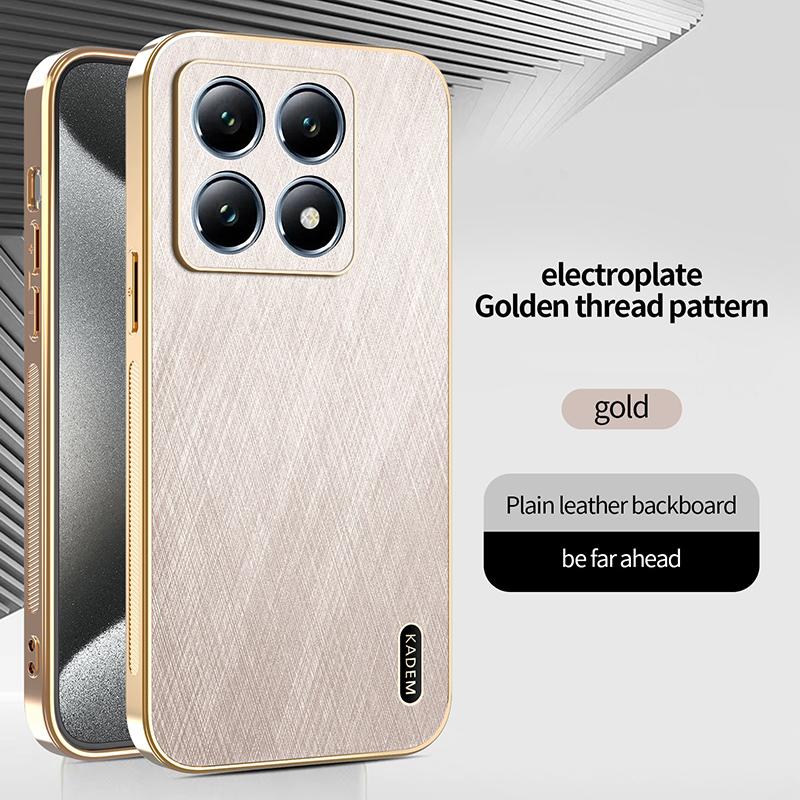 For Magsafe Plating Frame Leather Phone Case For Xiaomi 14T Pro 13T 11T Pro Redmi Note 14 11 12 13 Pro 14C 13C Bumper Back Cover