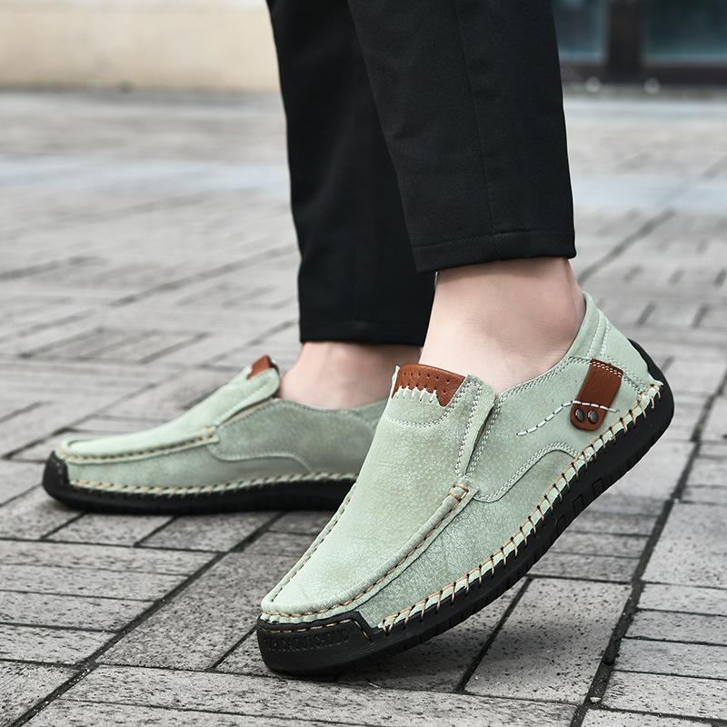 Handmade Leather Men Shoes Casual Comfortable Slip On Loafers Men Leather Shoes Flats Moccasins Walking Shoes
