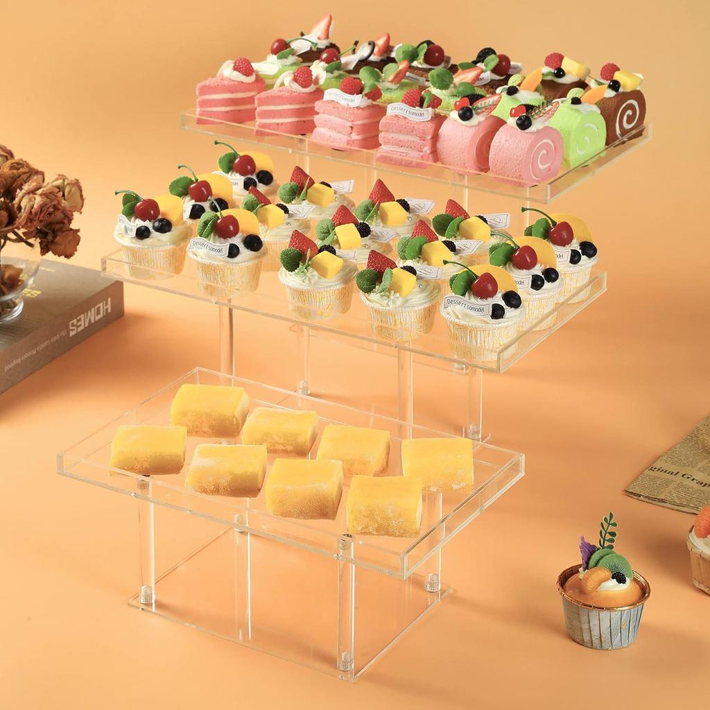 Transparent Acrylic Dessert Cake Display Stand and Platter Tray