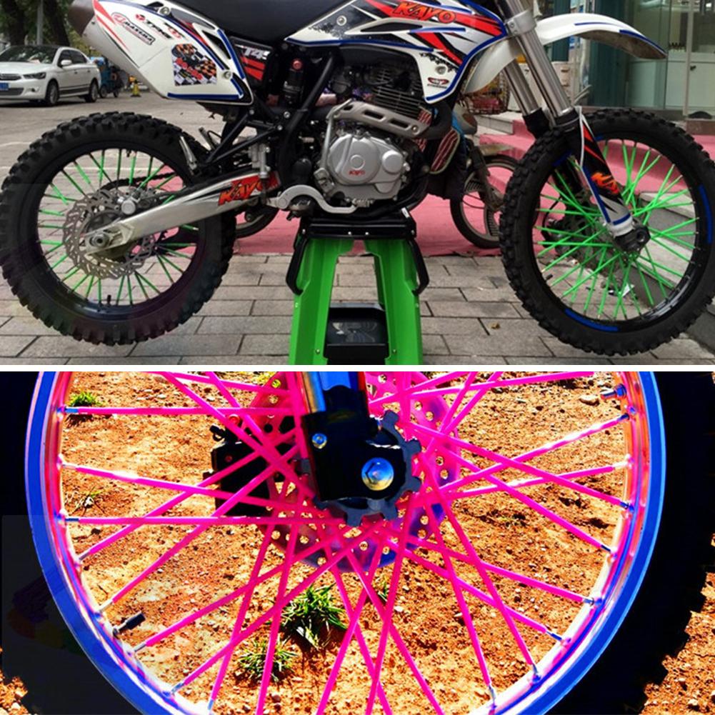 72Pcs Bike Motorcycle Wheel Spoked Protector Skin Covers Pipe For Motocross Bicycle Bike Cool Accessories 12 Colors 24CM