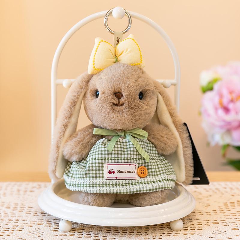 Plaid Skirt Lily Rabbit Doll: Cute Pendant Plush Toy & Girl's Bag Charm