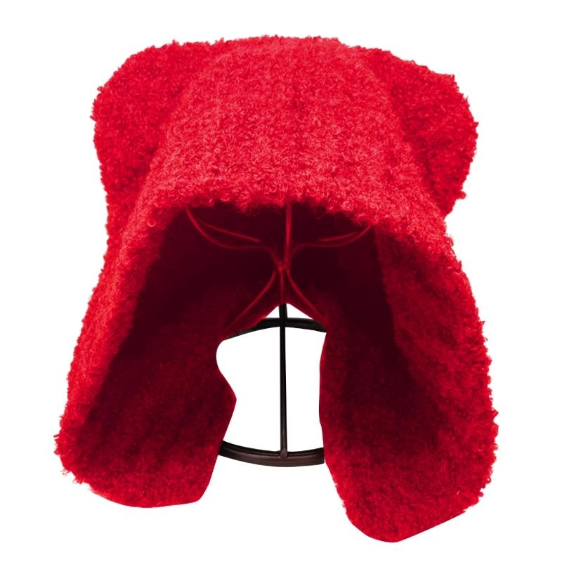 

Fuzzy Women Hat Bear Casual for Elegant Graffiti Writers Turntablists Casual Winter Warm Hat for Teen Girls червоний