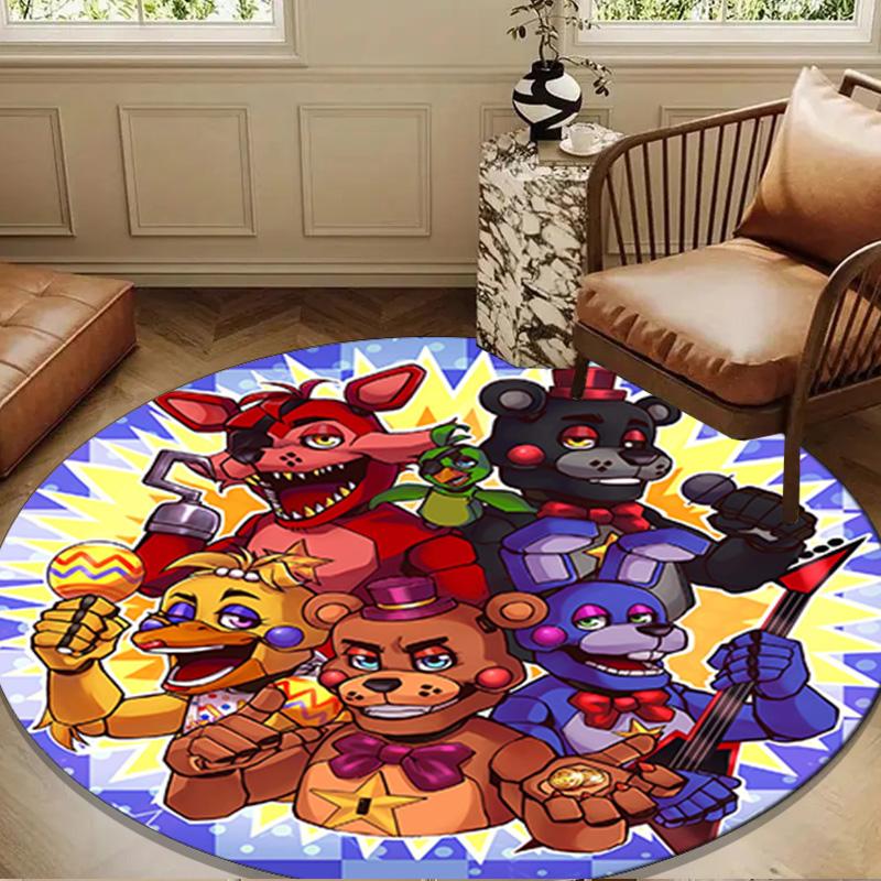 Fnaf Character Collage Round Rug for Livingroom,Bedroom, Palyroom, Chair Rug, Area rug, Circle Carpet, Large Size Fan Christmas gift