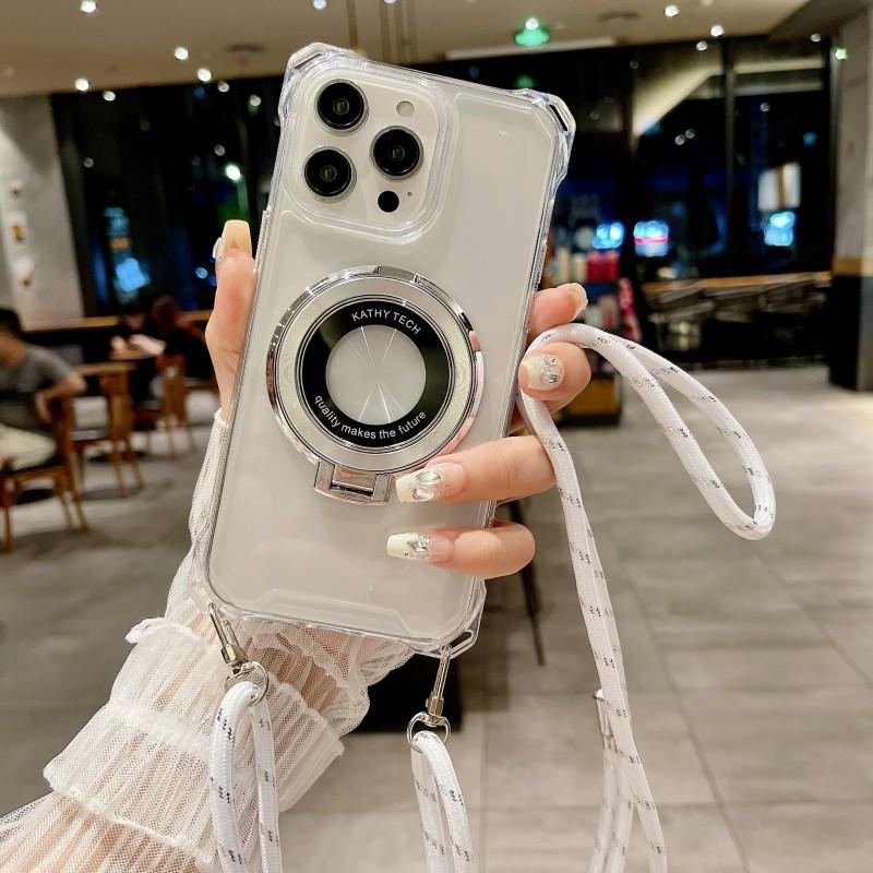 

Four Corner Hook Magnetic Case For iPhone 17 16 15 Pro Max 14 Plus 13 12 11 Pro X Magsafe Ring Holder PC Crossbody Strap Cover For iPhone 14 pro