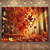 1 Piece of 2D Flat Autumn Leaves Background Cloth  Wall Hanging Decoration  Multi-purpose Room Banner Decoration
