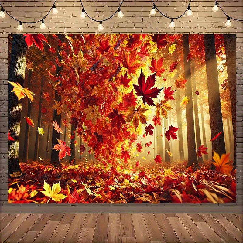 1 Piece of 2D Flat Autumn Leaves Background Cloth Wall Hanging Decoration Multi-purpose Room Banner Decoration