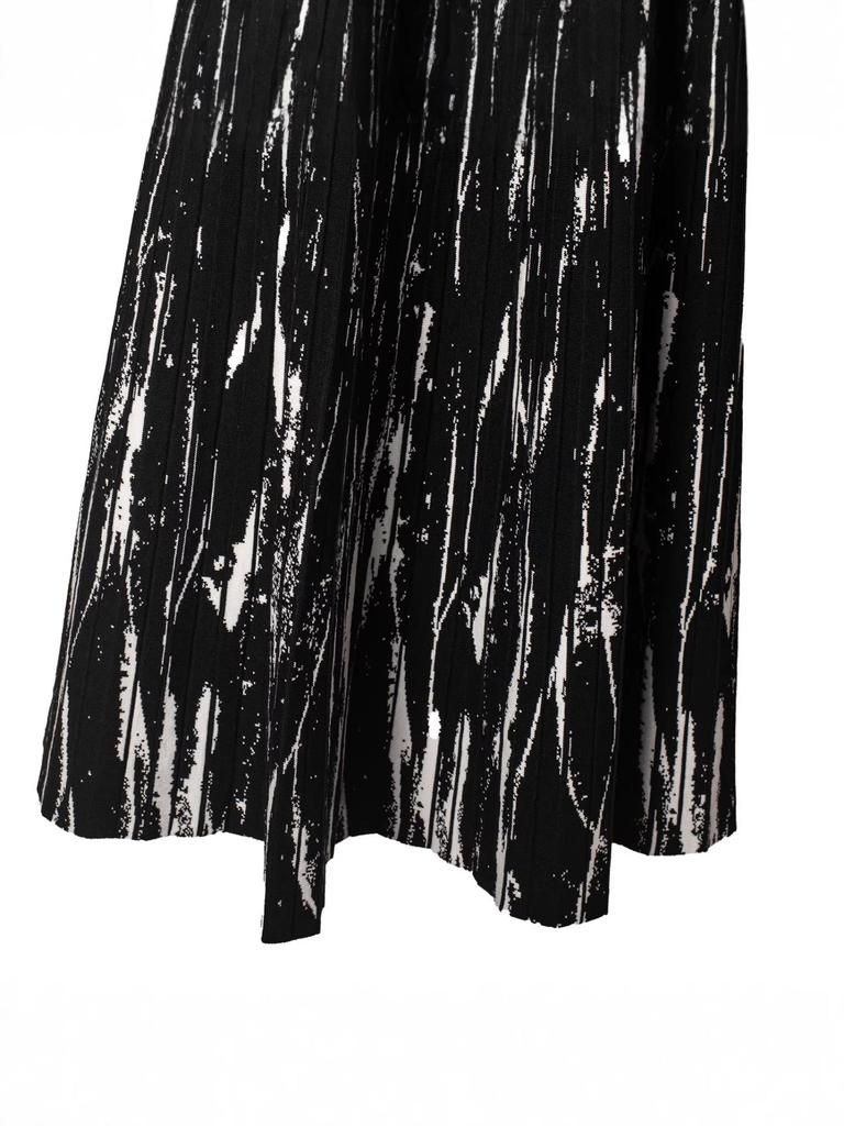 2025 Ink Wash Retro Hong Kong Knit Pleated Wool Flare Midi Skirt