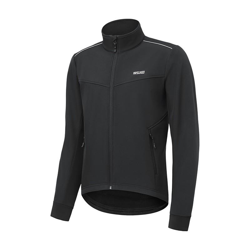 Mens Thermal Cycling Jacket Windproof Waterproof Fleece-Lined 3-Layer Stand Collar Outdoor Sport Coat Winter