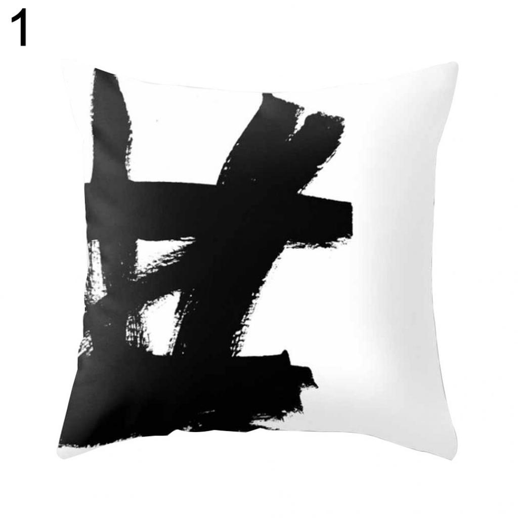 Modern Black and White Geometric Print Cushion Cover Sofa Decor Pillow Case