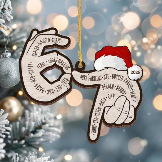 Altı Yedi Ahşap Süs Komik Genç Argo Noel Ağacı Süsü Mizah 67 Meme Gençler İçin Hediye