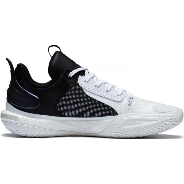 Li Ning All City 11 Fabric Synthetic Leather Shock Absorption Non-Slip Wear-Resistant Low-Top Basketball Shoes Kids Sneakers Black White ABPT049-3