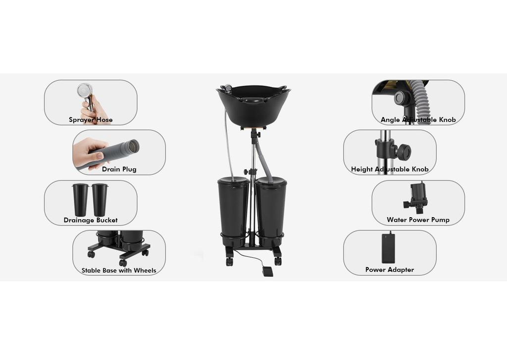 Portable Electric Hair Washing Basin with Water Pump & Double Bucket for Salons