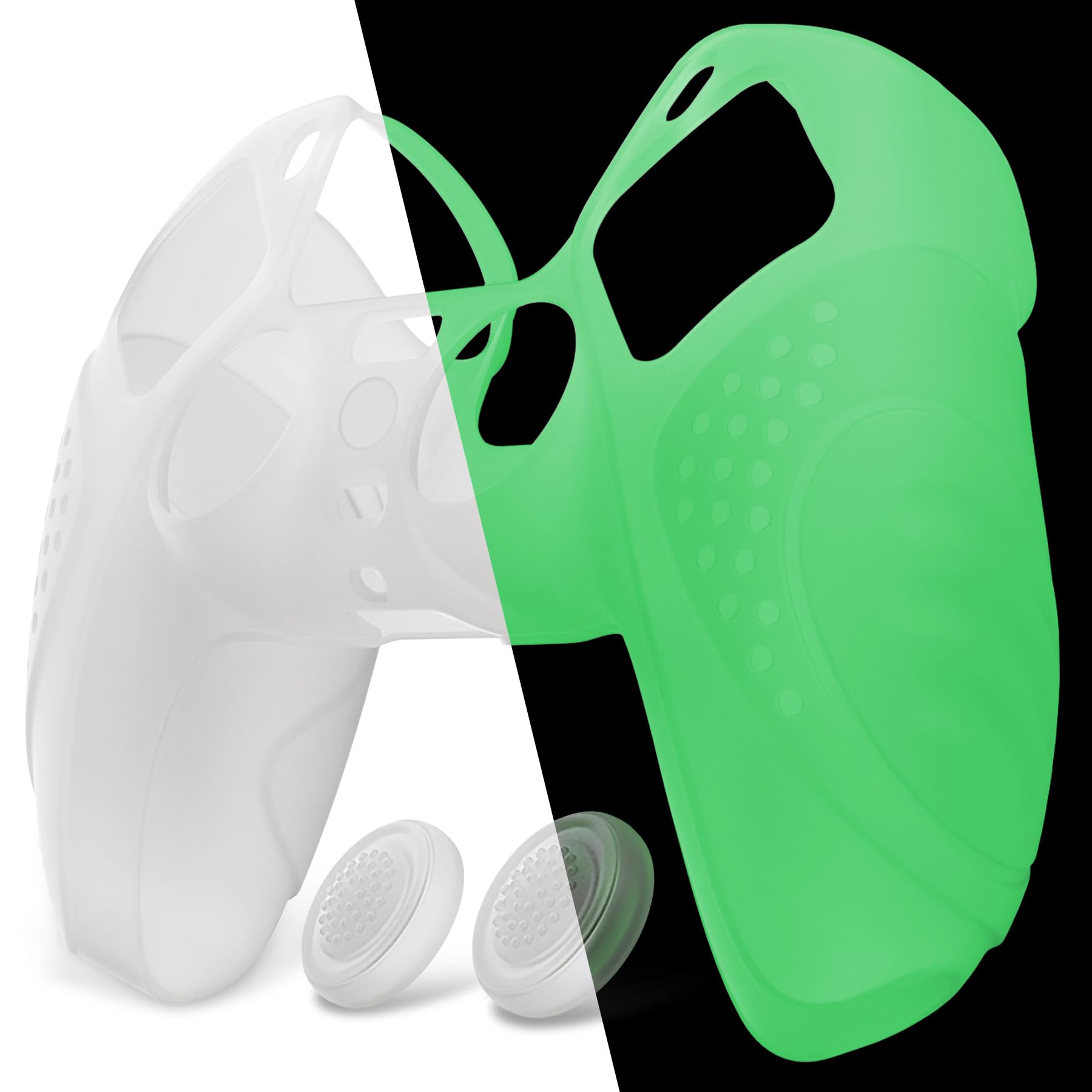 

Cover for eXtremeRate PlayVital ps5 with stick cap in controller, [Glow Dark]