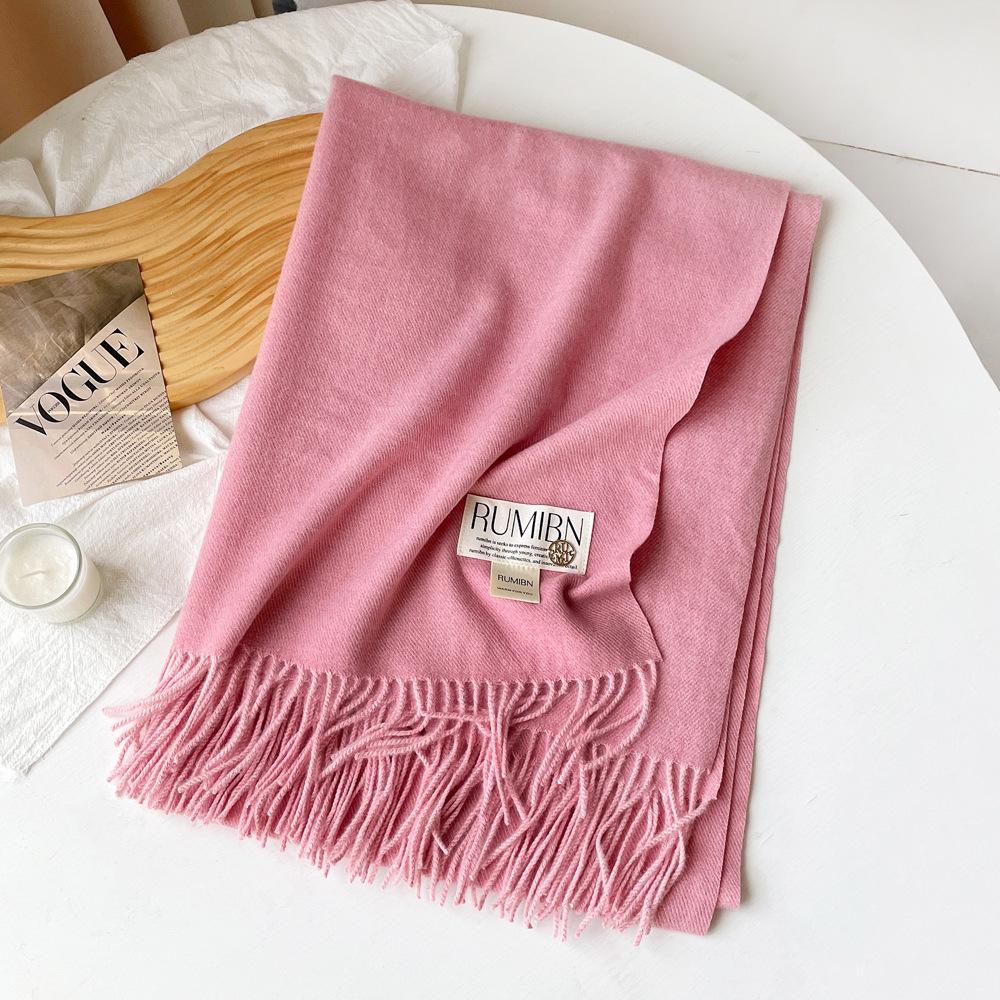 Solid color imitation cashmere scarf women's metal standard shawl women's high-grade relaxation camel-colored warm scarf