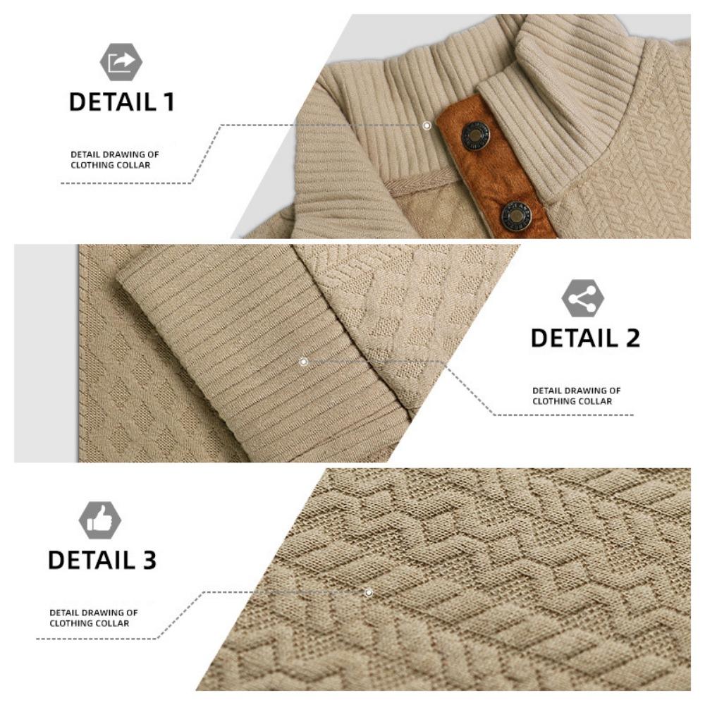 Autumn and Winter New Men's Outdoor Leisure Standing Neck Long Sleeved Jacquard Knitted Pullover Sweater