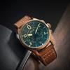 AVI-8 Kožený řemínek s chronografem Spitfire Lock Bronz Zelený ciferník Quartz AV-4089-02 pánské hodinky