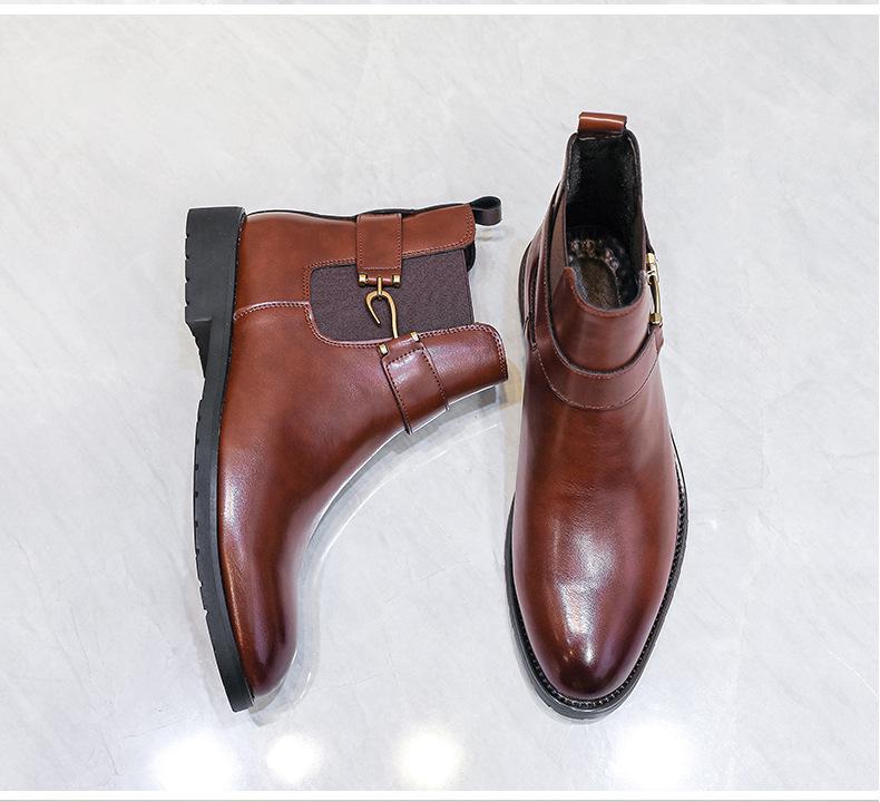 Herren British Style Leder Slipper Stiefel - Große Größe 46, Business Casual, Herbst/Winter Mode