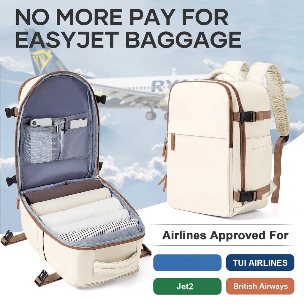 Flyvesekk, Ryanair Kabinryggsekk 40x20x25 Vesk 45x36x20 Forretningsreise Ryggsekk, Bærbar PC Vanntett Ryggsekk