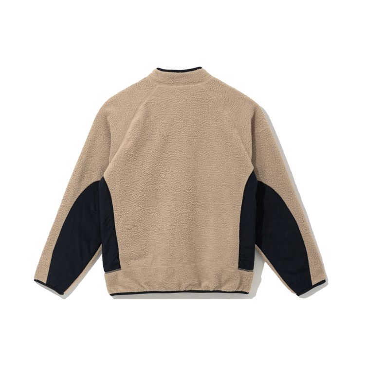 New Era Color Block Fleece Zip Jacket Unisex jackets Beige 12866476