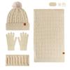 Autumn and Winter Knitted Hat, Scarf, Touch Screen Gloves, Headband, Four-piece Set, Double-layer Velvet Thermal Knitted Hat.