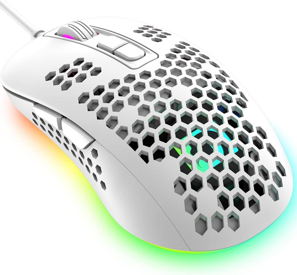 MAMBASNAKE 383 Wired Mouse with Lightweight Honeycomb 4 RGB 2400 DPI Compatible with Windows USB Optical Computer Mouse with Japanese Instruction