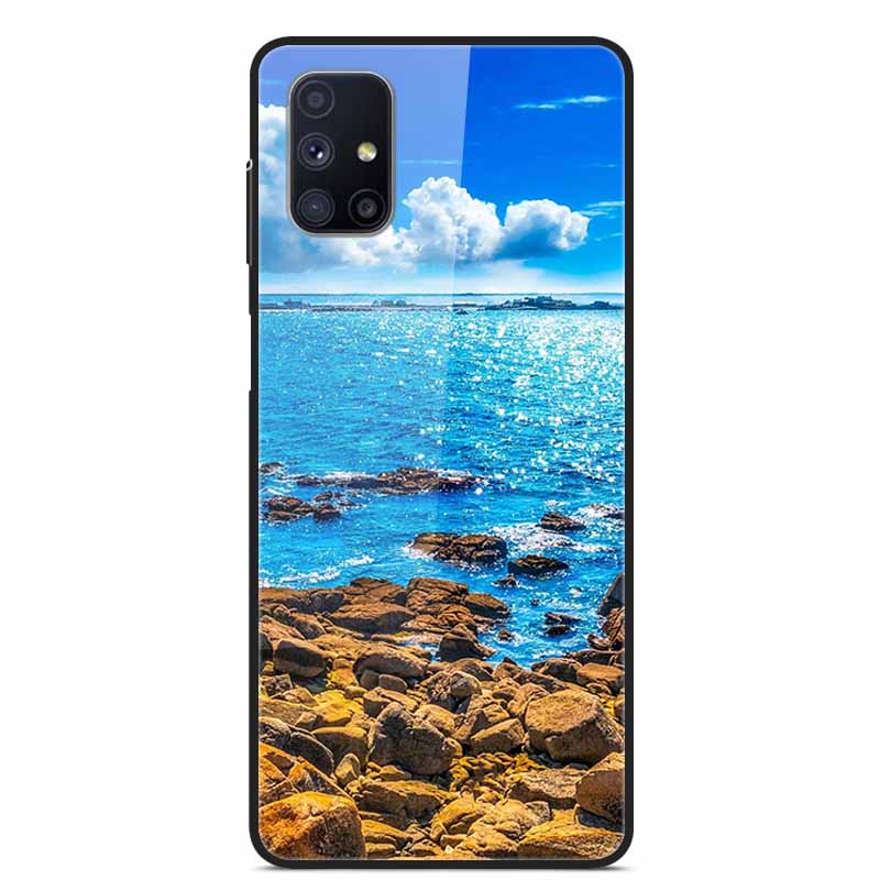Glas-Rückseite für Samsung Galaxy M51 M31 Hülle Harte gehärtete Glas Hülle für Samsung A71 A51 Hülle A 51 71 M 51 31 Funda Coque