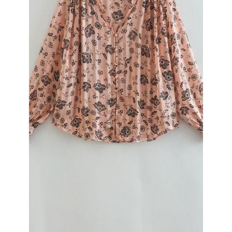 Fashion Style Fall and Winter New Fashion Women's Fashion Clothing Long Sleeves Loose Easiest for Match Flower Print Shirt 9063751 942