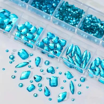 3D Nail Art Rhinestones 12-Grid Super-Shiny Flatback Rhinestones Decorative Nail Art Adhesive Multiple Shapes Diy Nail Designs