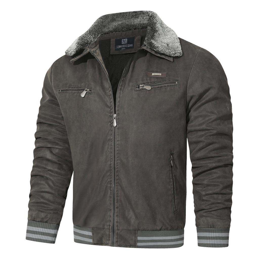 Herren Winter Fleece Revers Jacke Pelz Integrierte Jacke Herren Lose Herrenbekleidung