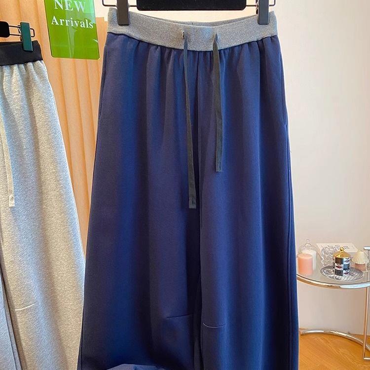 

Women s Plus Size Fleece-Lined Drawstring Joggers - Slimming Straight Leg, Loose Fit, Versatile Casual Sweatpants (2026) M for 80-110 Jin тёмно-синий