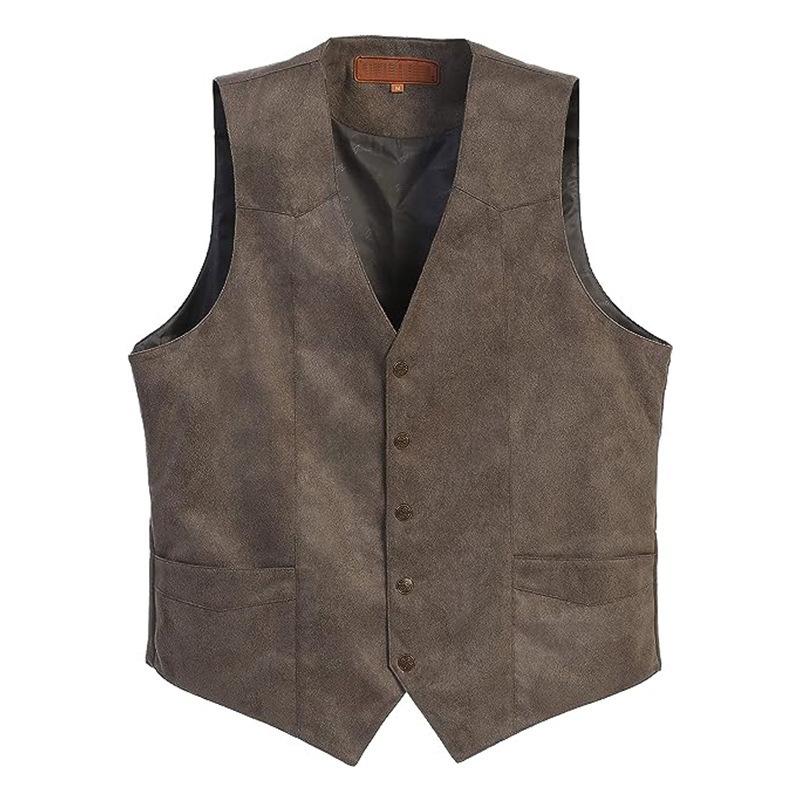 Cappotti da uomo senza maniche multicolore stile gilet con scollo a V aderenti casual in camoscio stile retrò abiti formali gilet da motociclista