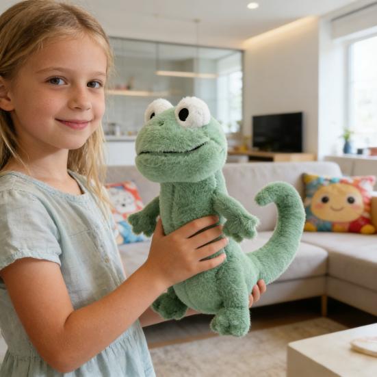 Realistic Lizard Plush Toy Soft Cuddly Stuffed Animal with Big White Eyes & Friendly Expression Cute Desk Decor Gift for Kids Collectors