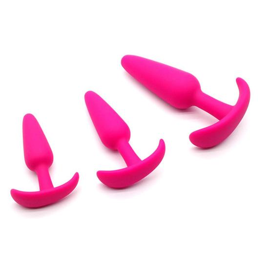 Silicone Hygienic Anal Plug Skin-friendly Smooth Surface Boat Hook Shape Butt Plug for Couples