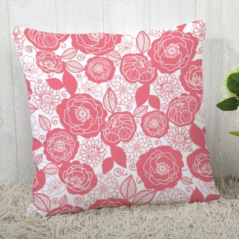 Pillowcase Flower Pattern Square  Christmas Zipper