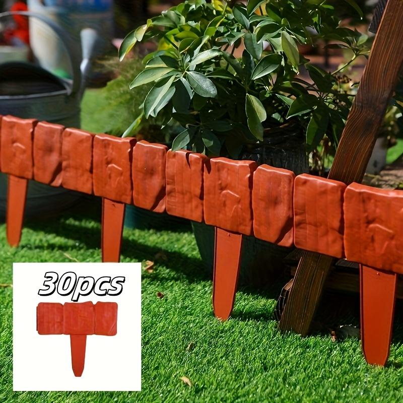 30pcs Durable Weather-Resistant Plastic Garden Boundary Fence | Interlocking Stone-Effect Mini Fence for Flower Beds