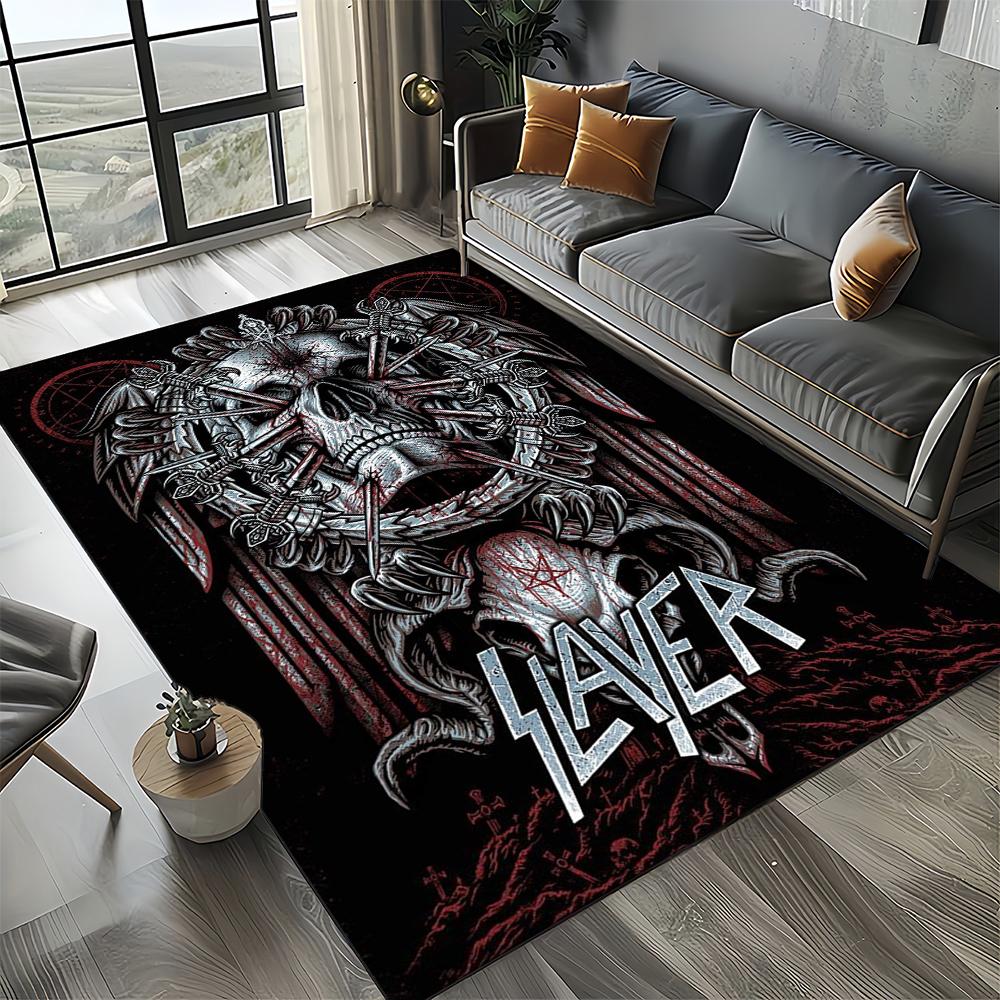 2025 New Style Slayer Heavy Metal Band Sign Carpet Rug for Living Room Bedroom Home Sofa Decoration,Kid Play Non-slip Floor Mat